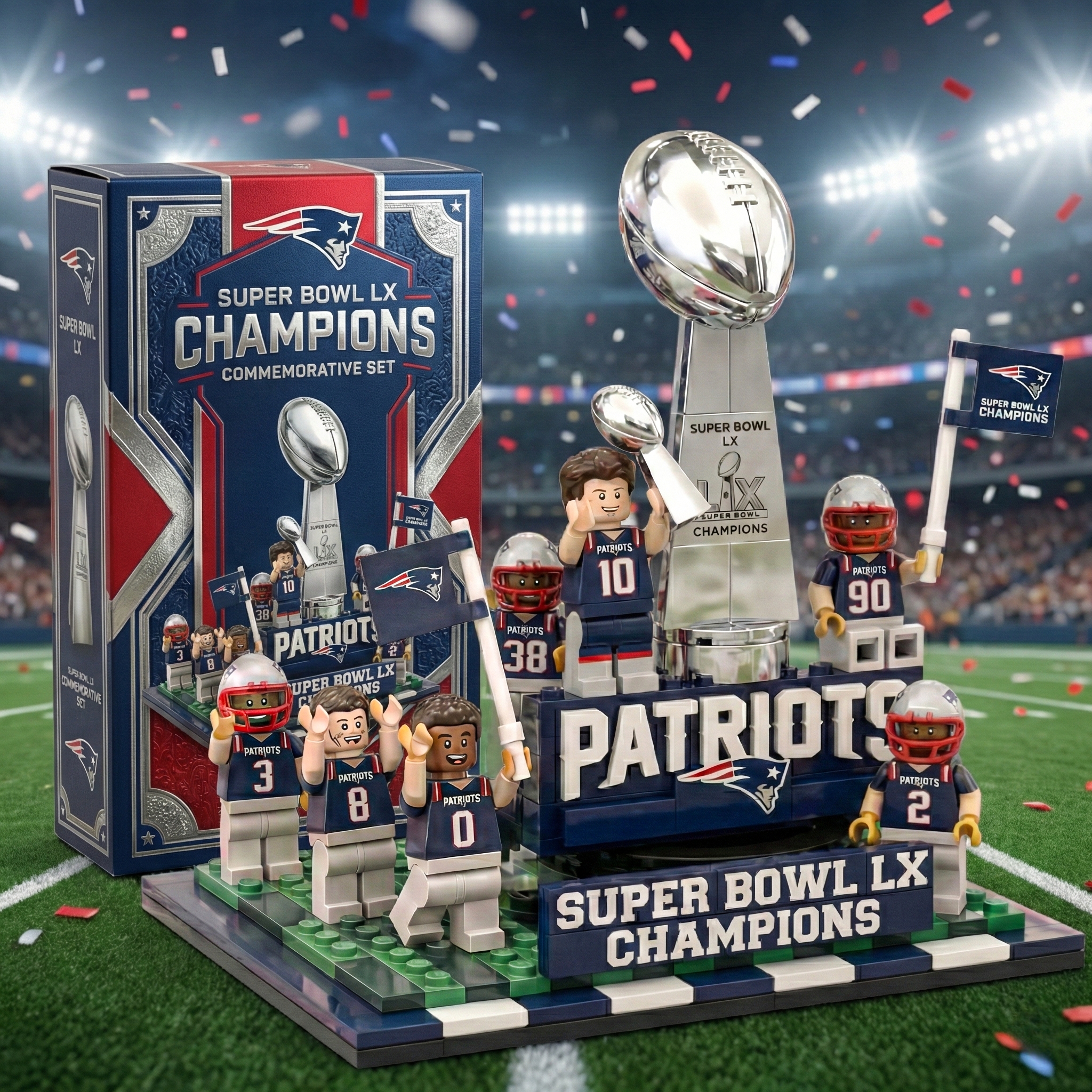 🏆 New England Patriots – Super Bowl LX Champions Commemorative Blocks