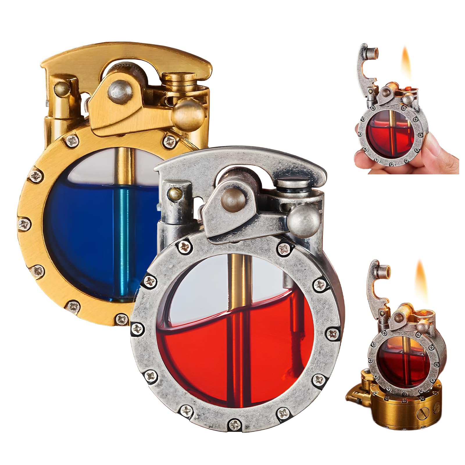 🔥Last Day Sale - 45% OFF🔥Vintage Steampunk Kerosene Lighter with Transparent Fuel Tank