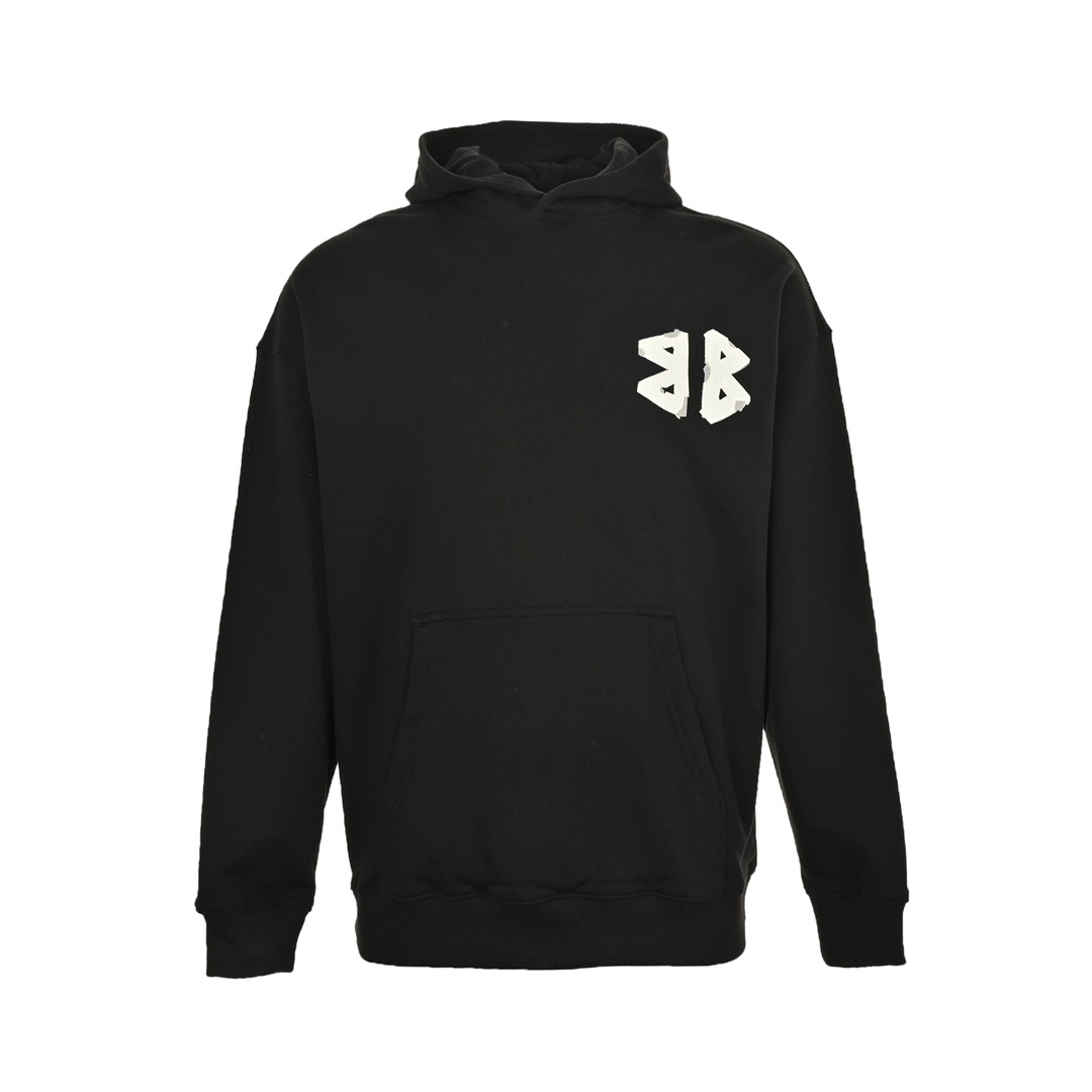 Balenciaga 24Fw double B patch and logo embroidered hooded sweatshirt