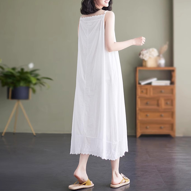 Pleat Lace Sleeveless Comfy Midi Dress