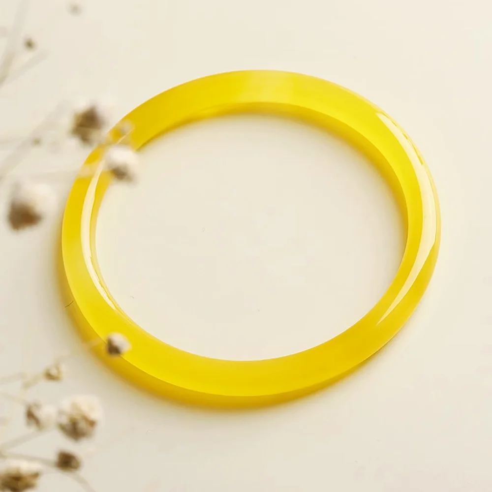 Yellow Agate Bangle Natural Jade Fine Jewelry 6MM Elegant Bracelets For Women Fashion Accessories Holiday Gifts Free Shipping