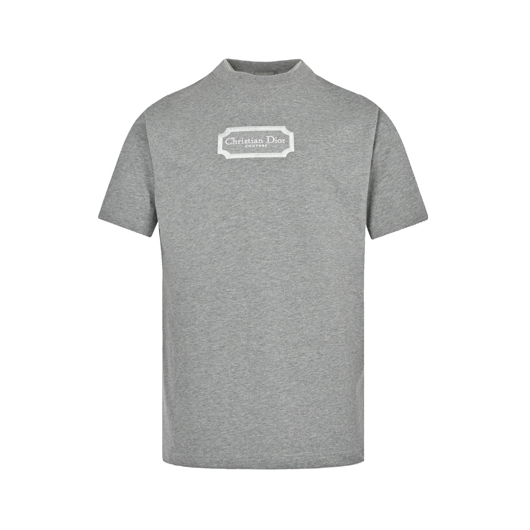 Dior 23ss embroidered silver logo short sleeve