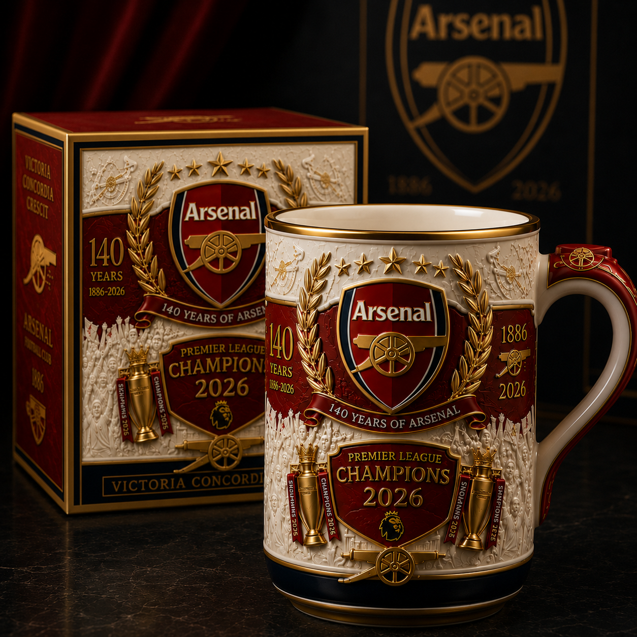 ⚽ The Gunman 2026 Premier League Champions🏆 & 140th Anniversary Limited-Edition Embossed Mug