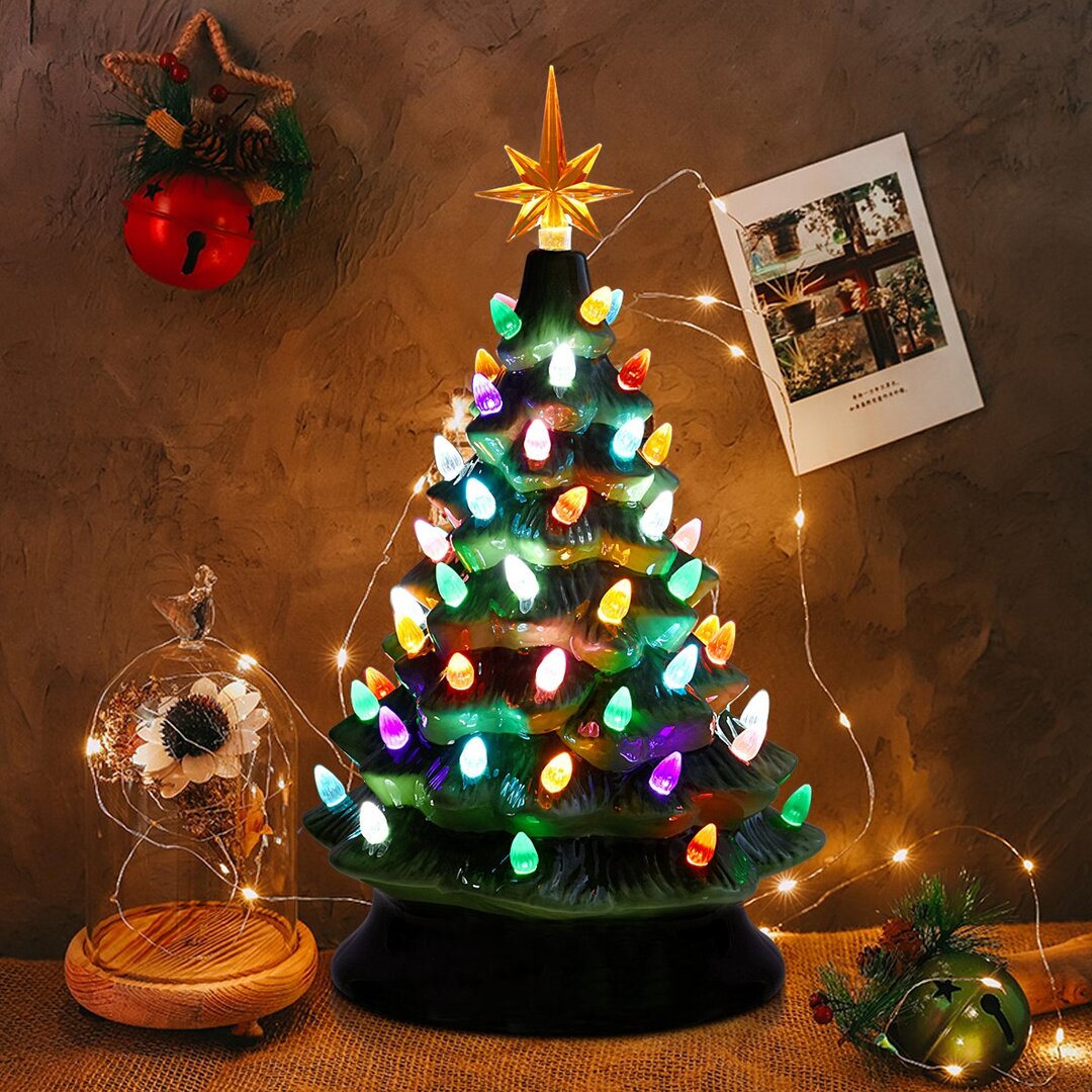 (🌲CHRISTMAS SALE NOW-48% OFF) Colored lights Ceramic Christmas Tree-Handcrafted and Hand Painted