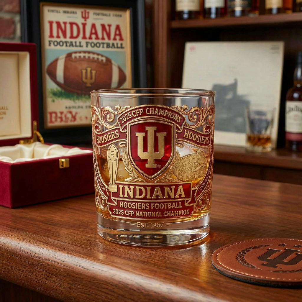 🥃 Indiana Hoosiers Football – 2025 CFP National Champion Commemorative Whiskey Glass