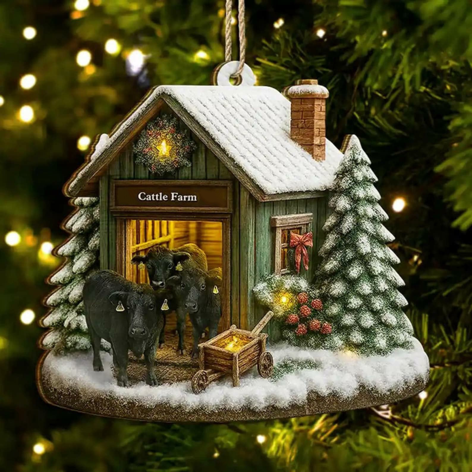 Cozy Farm Cottage Christmas Ornament