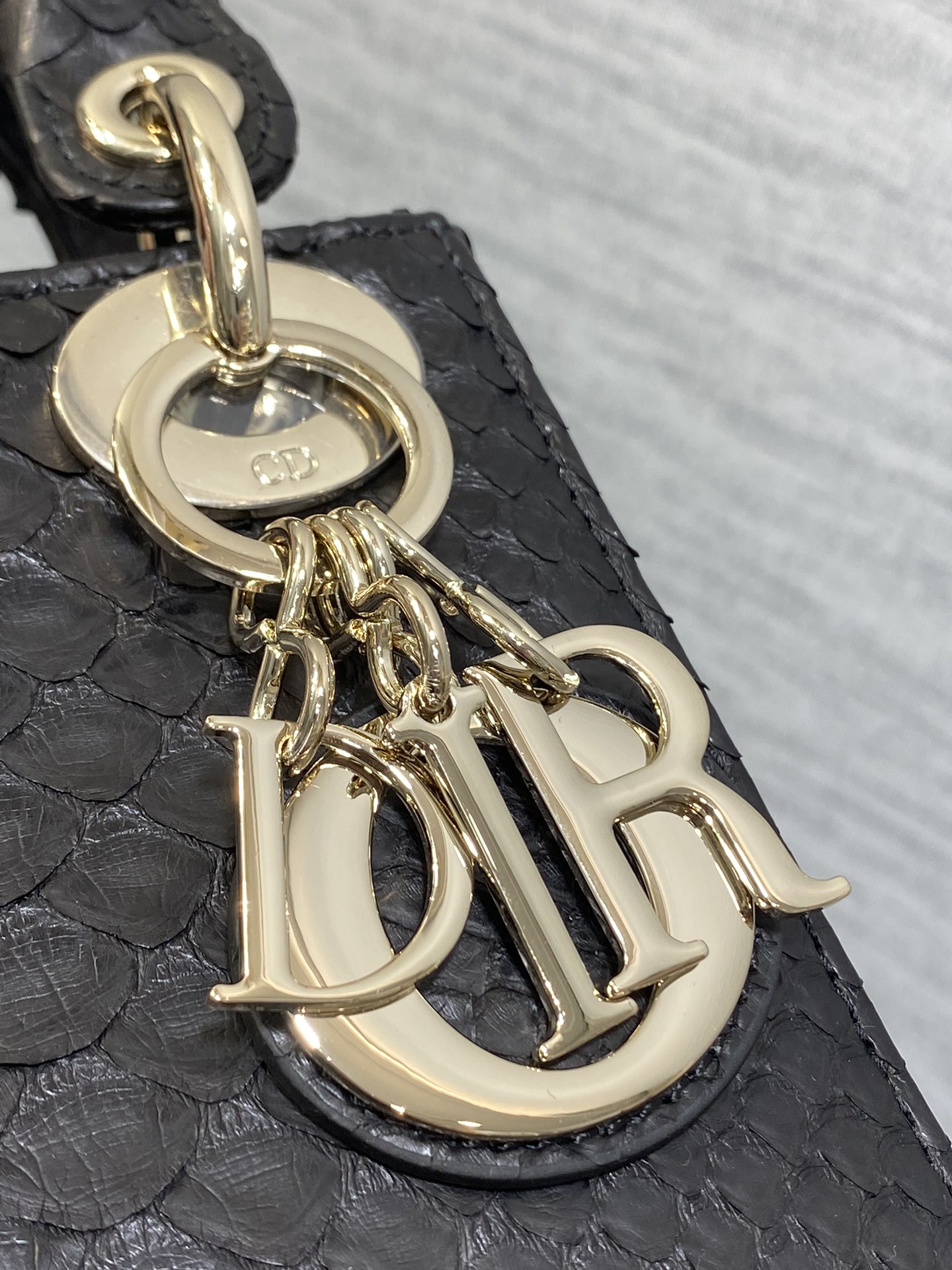 Dior Lady three-grid rare snakeskin Princess Diana bag