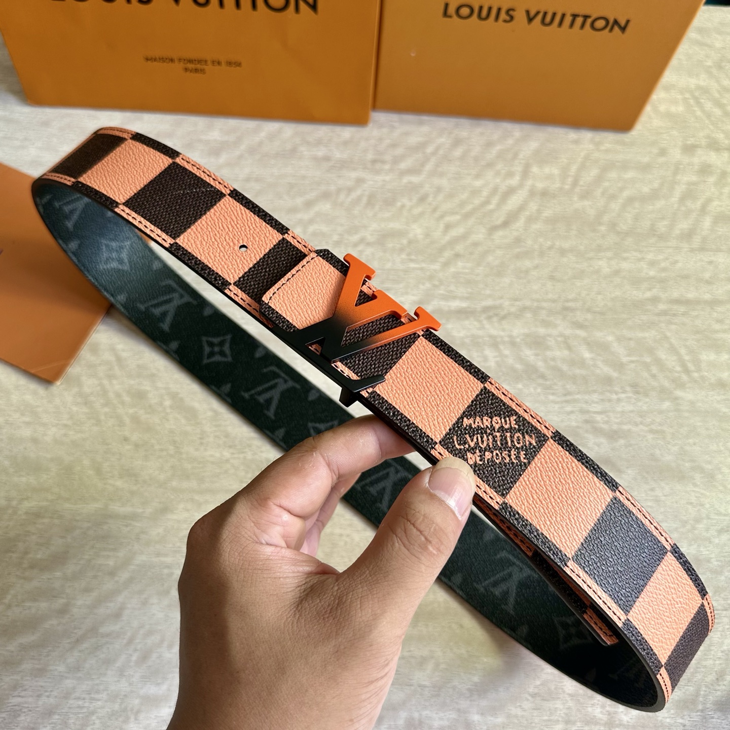Louis Vuitton Monogram double-sided print belt 4CM wide