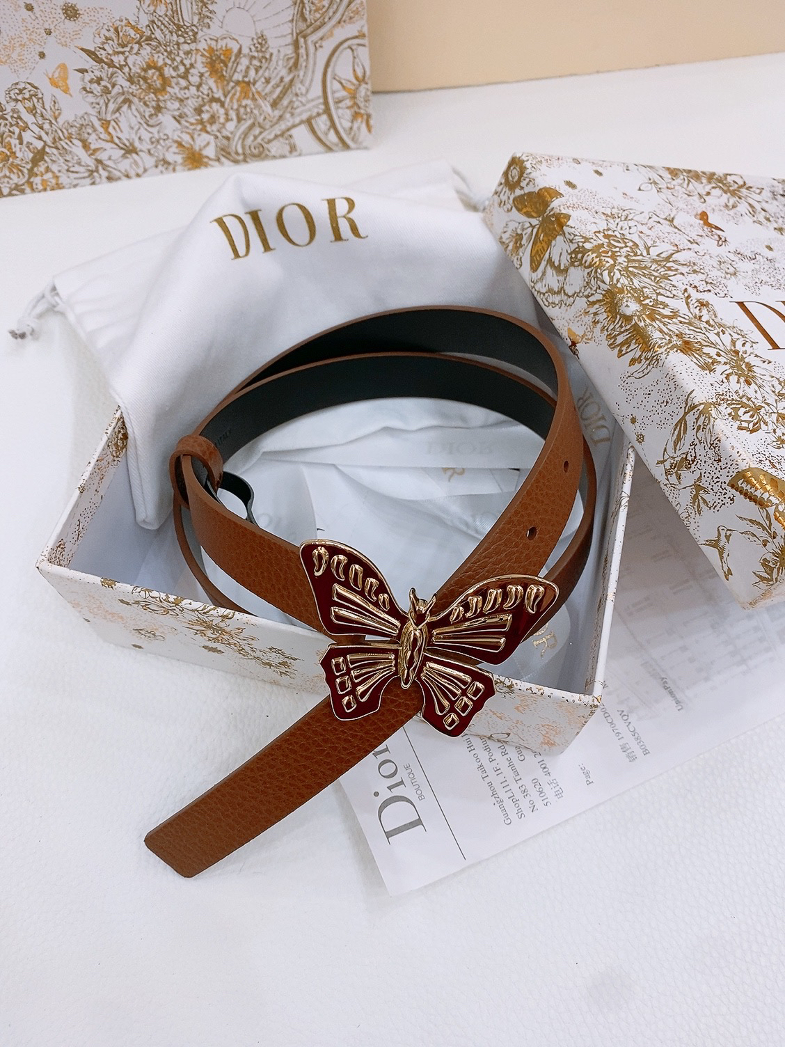 Dior Saddle Belt Cowhide Leather Belt 2.0CM Width