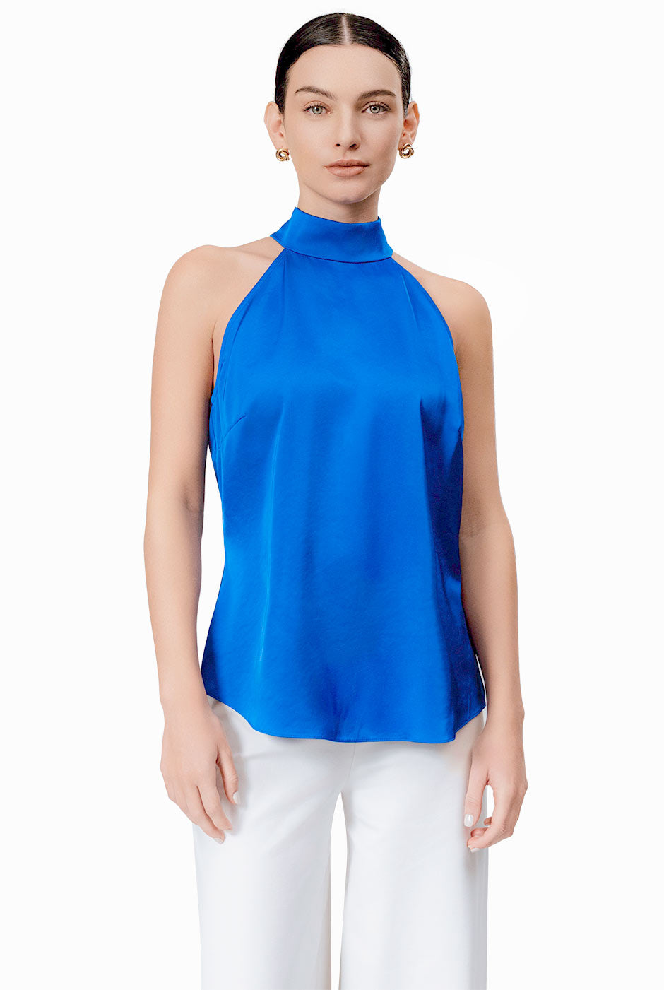 Blusa cuello halter con cinta