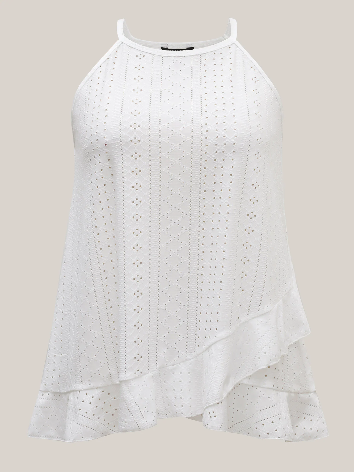 Textured Knit Overlap Hem Tank Top