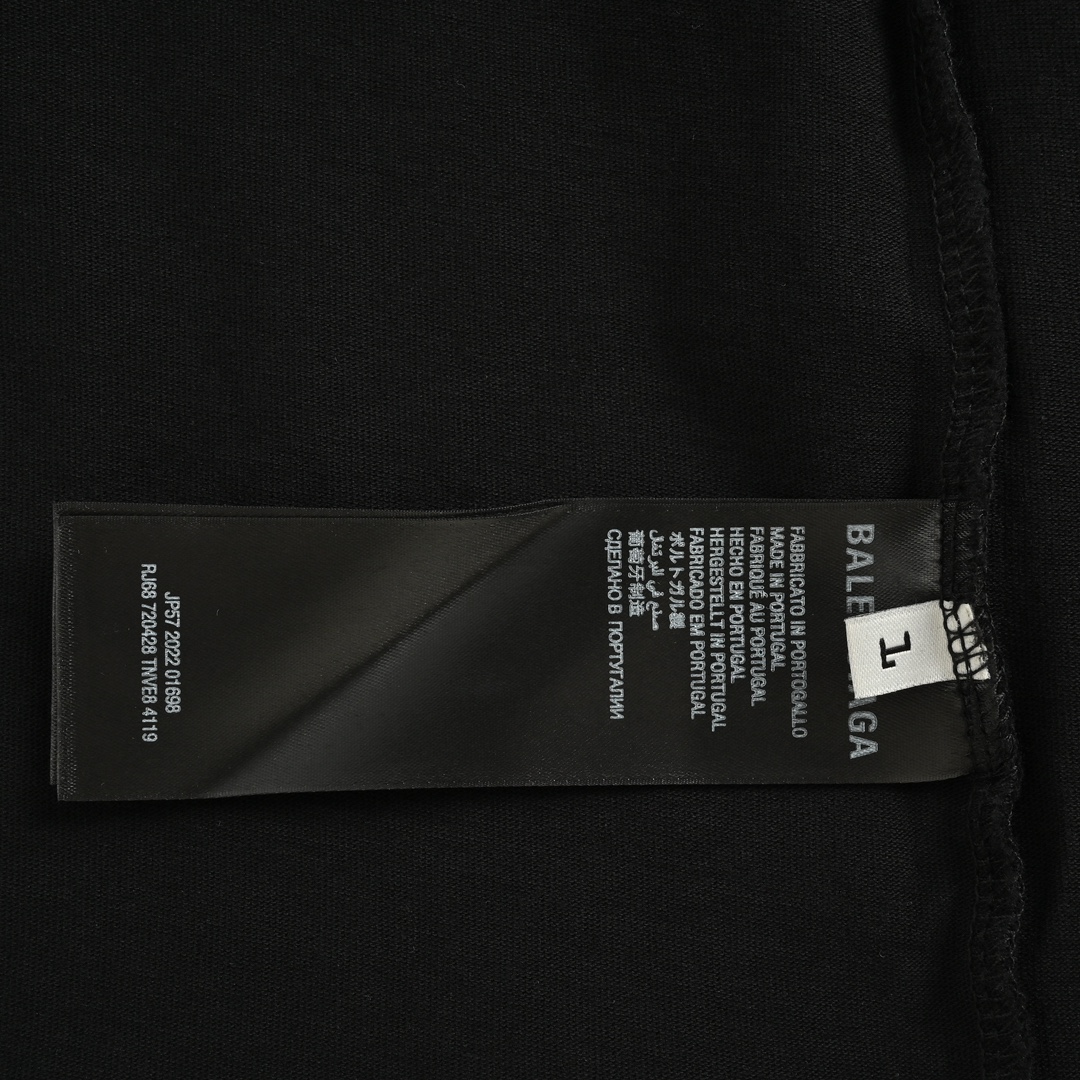 Balenciaga 24ss embroidered double B destroyed tassel short sleeves
