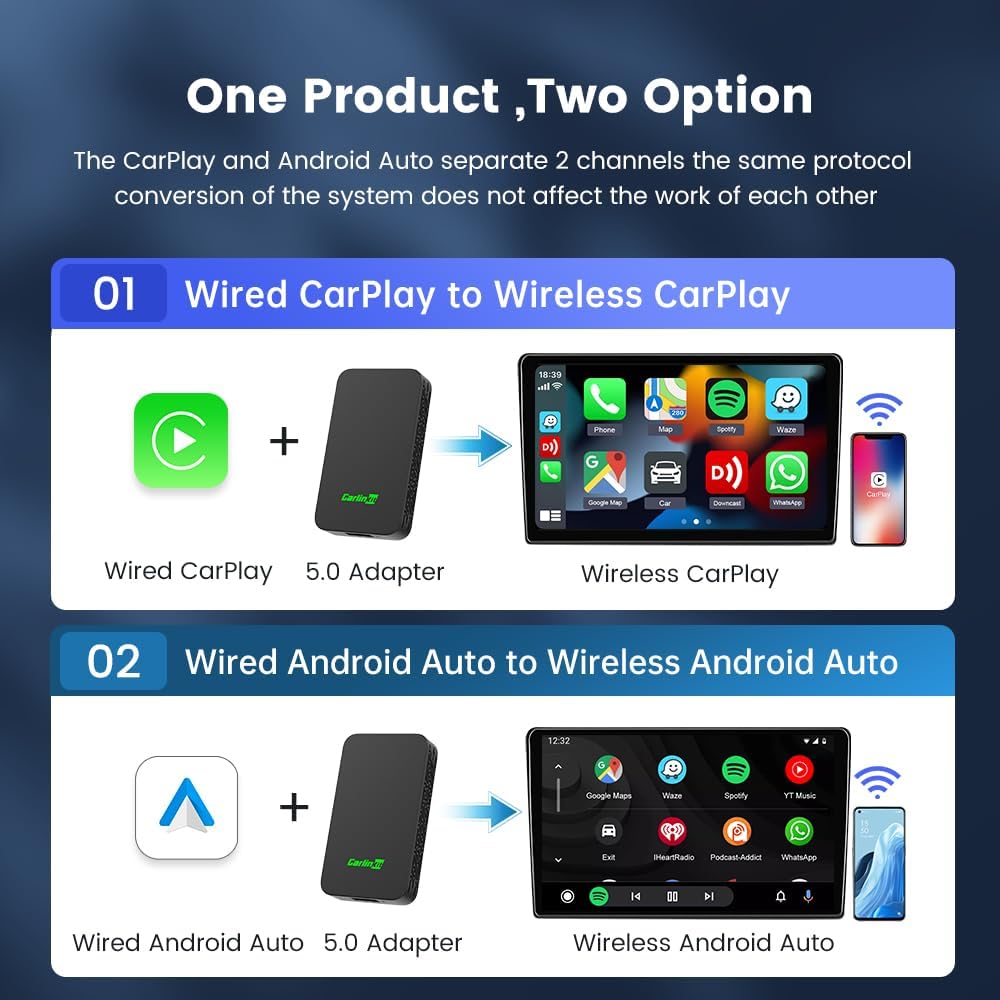 CarlinKit Adapter Wired to Wireless CarPlay & Android Auto Adapter