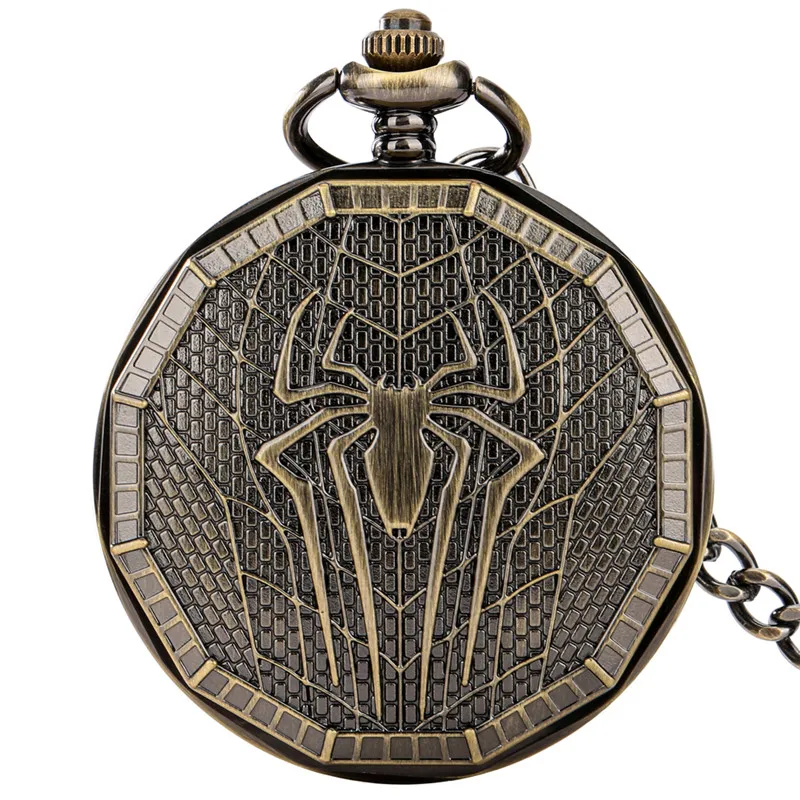 Steampunk Hollow Out Spider Cover Men Women Roman Number Pocket Watch Automatic Mechanical Clock Retro Timepiece Pendant Chain