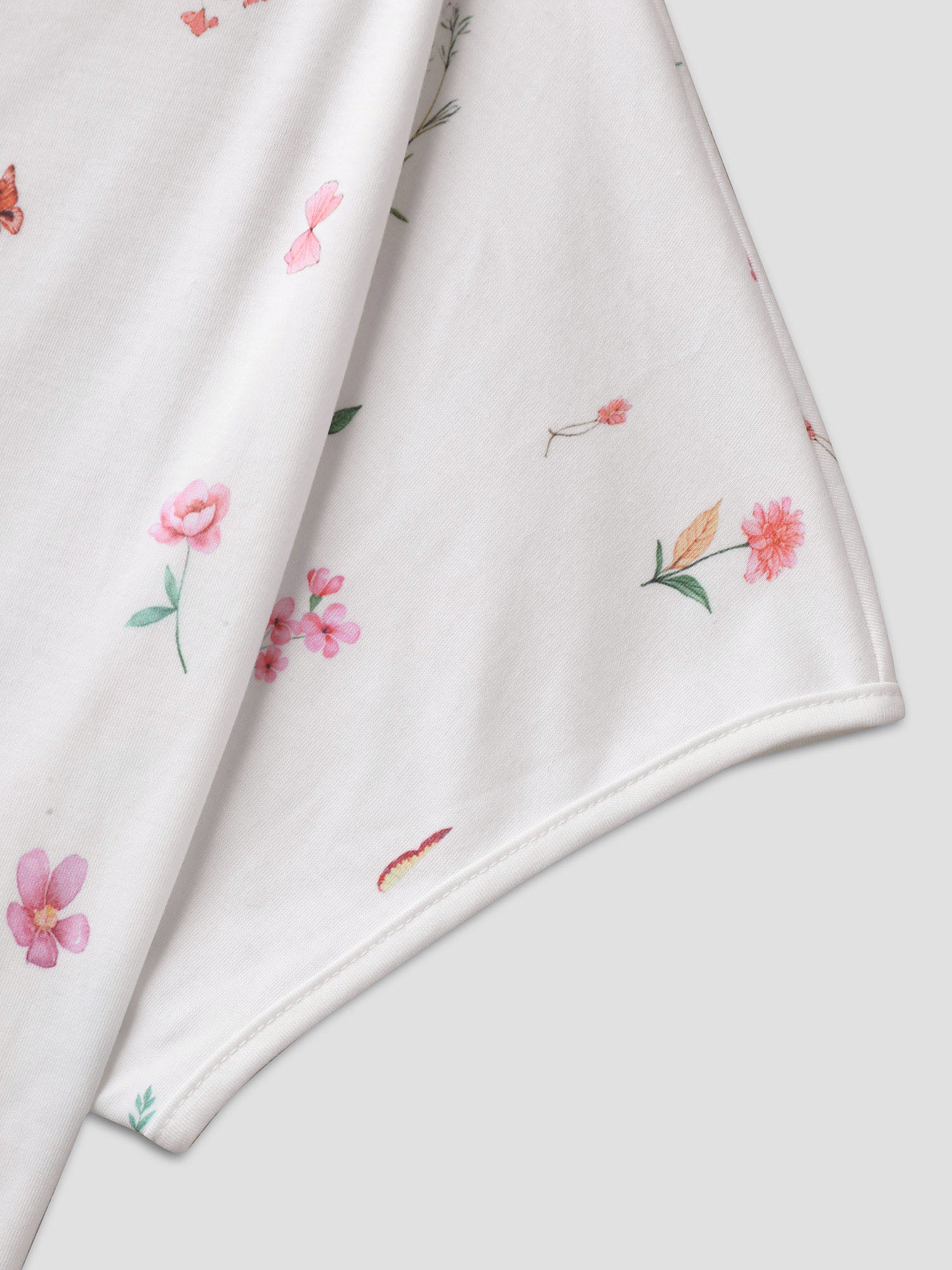 Stretchy Floral Print Round Neck T-Shirt