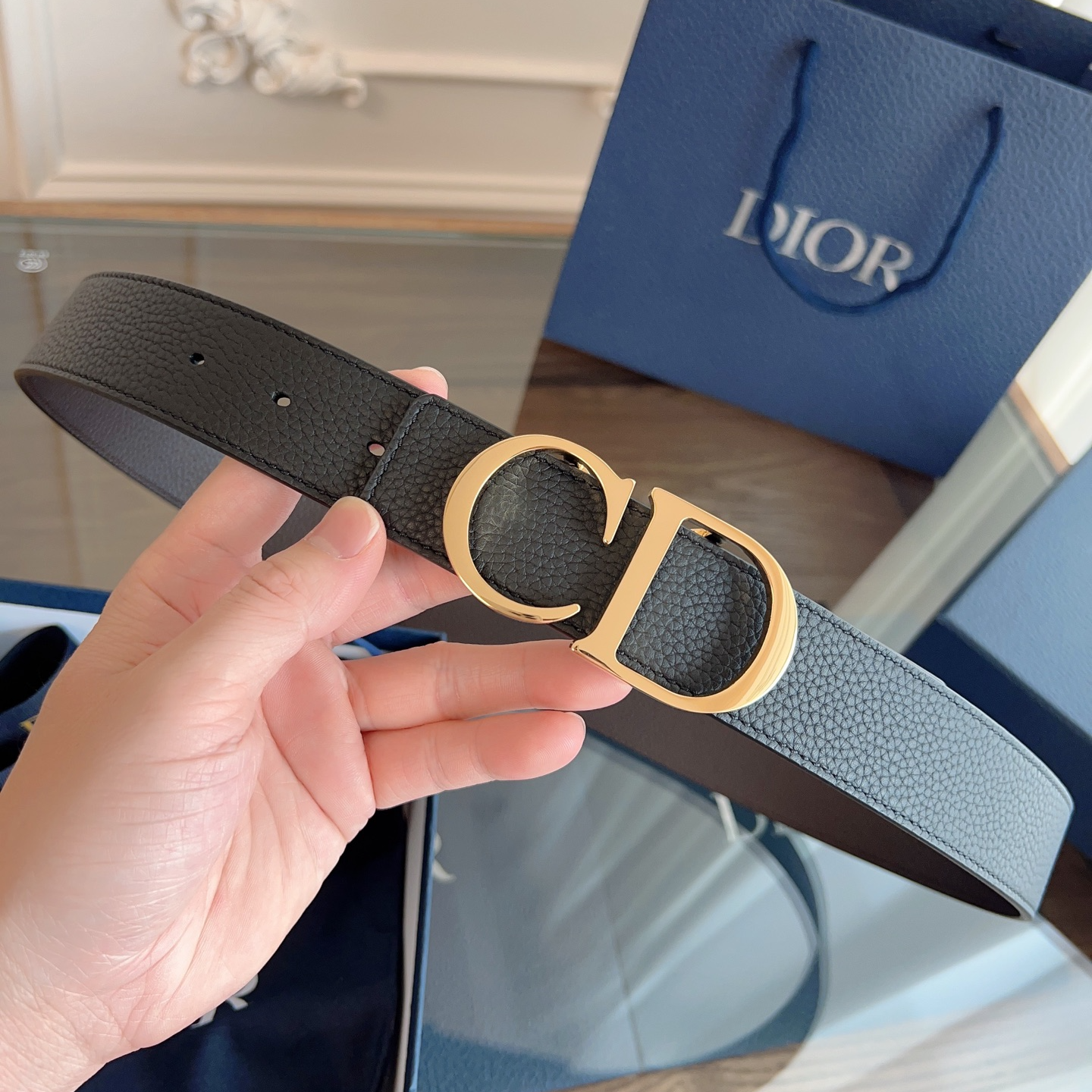 Dior double-sided leather belt 3.5CM wide