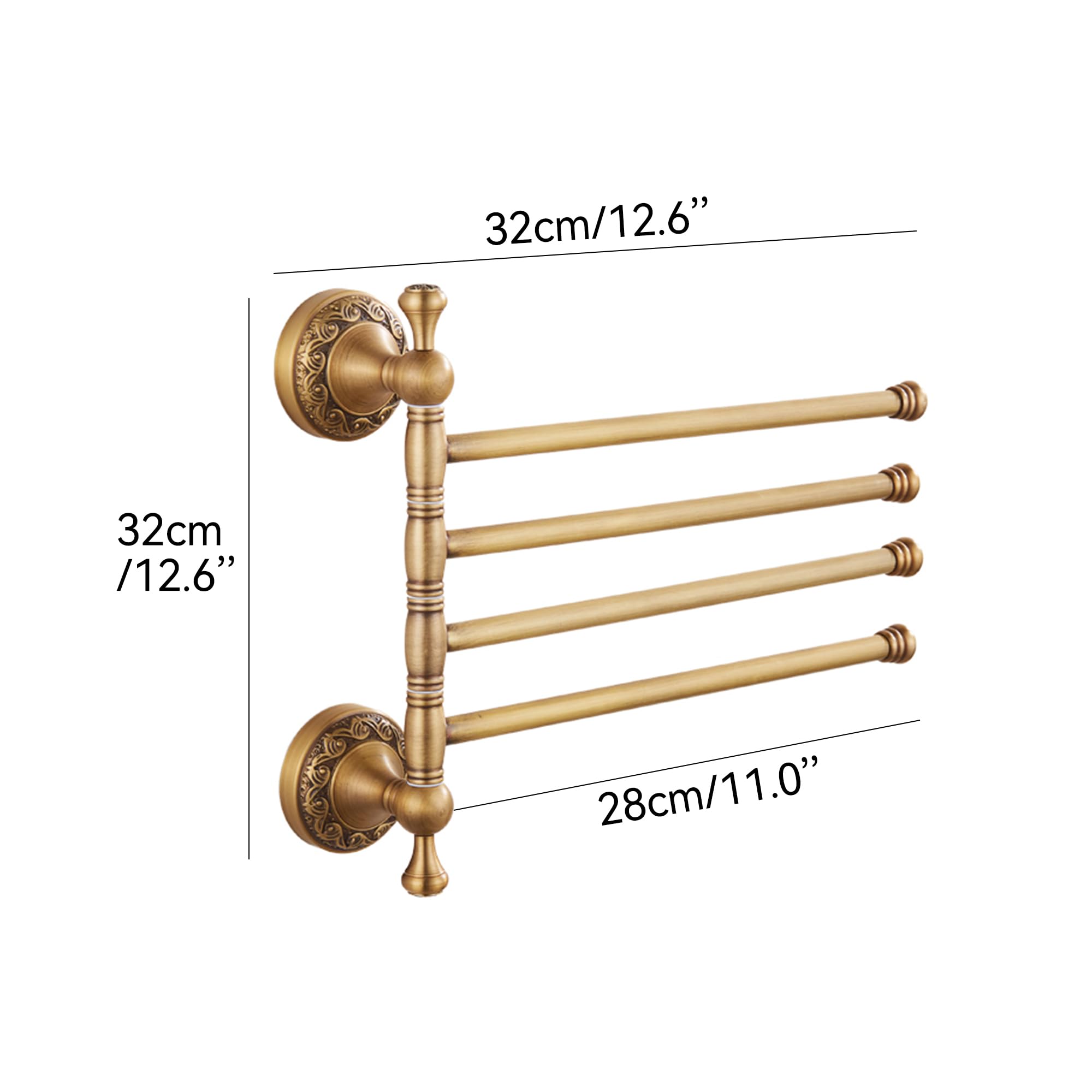 Folding Four-Arm Swivel Brass Towel Rack