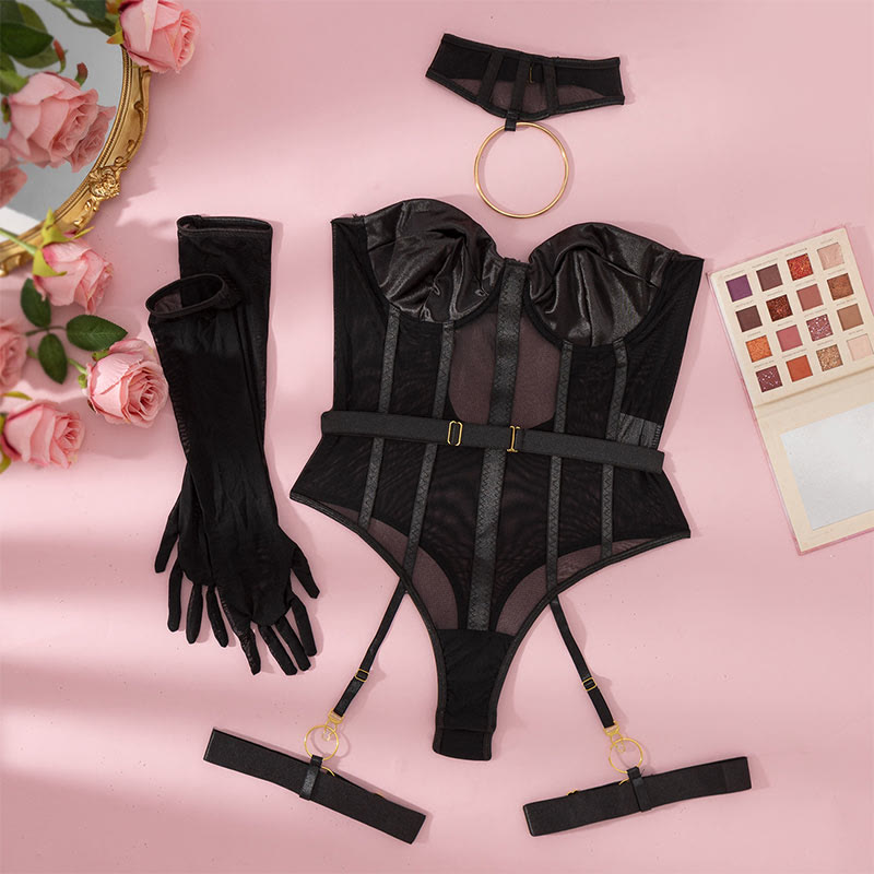 See-through Backless Jumpsuit Lingerie Set