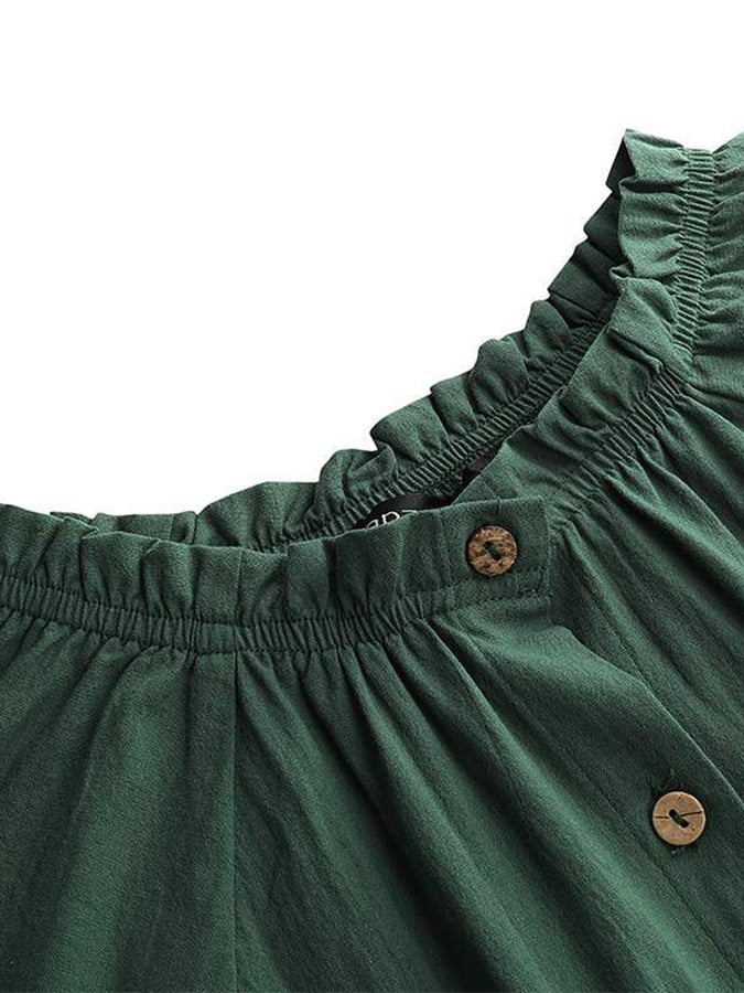 Women's Casual Solid Color Ruffle Cotton Dress
