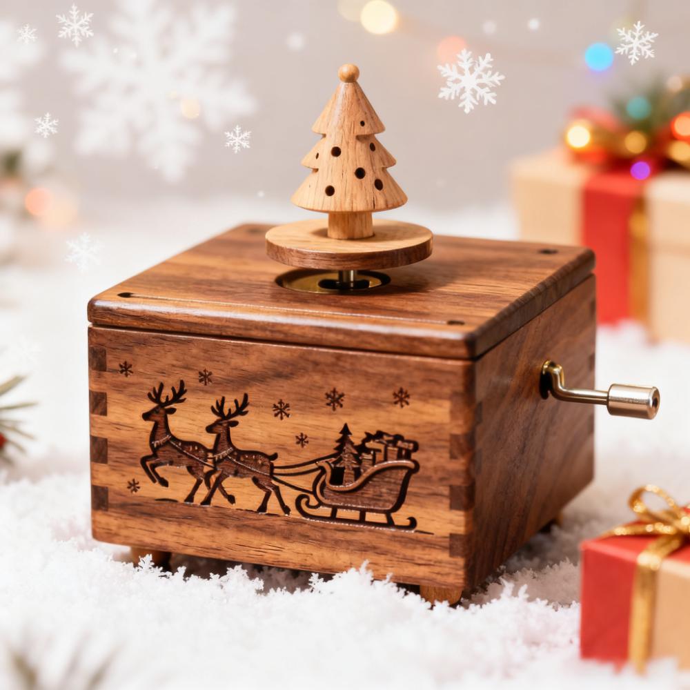 Wooden Christmas Music Box