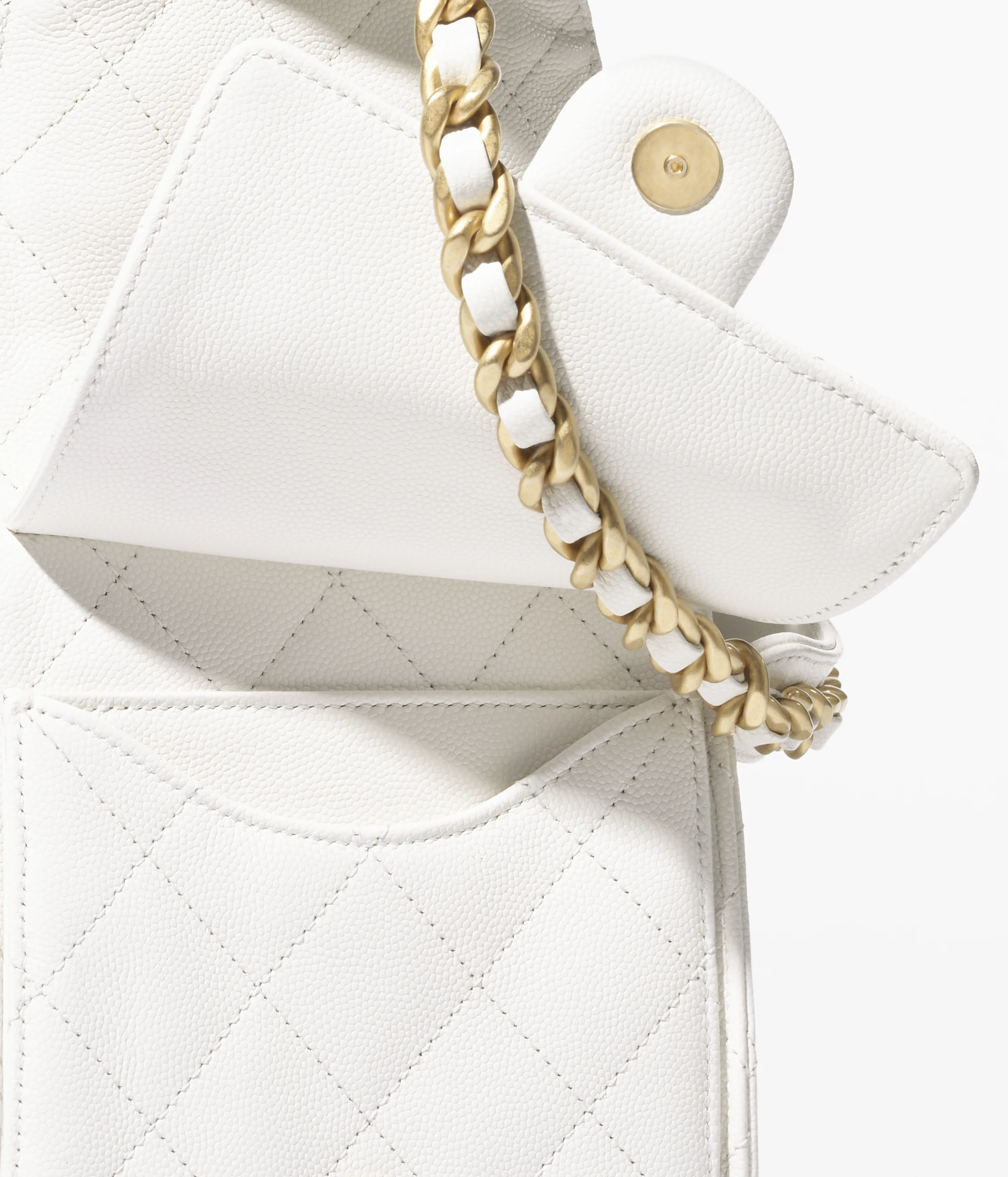 Chanel Small 25 Grained Calfskin & Gold-Tone Metal White AS5293-B20304-10601