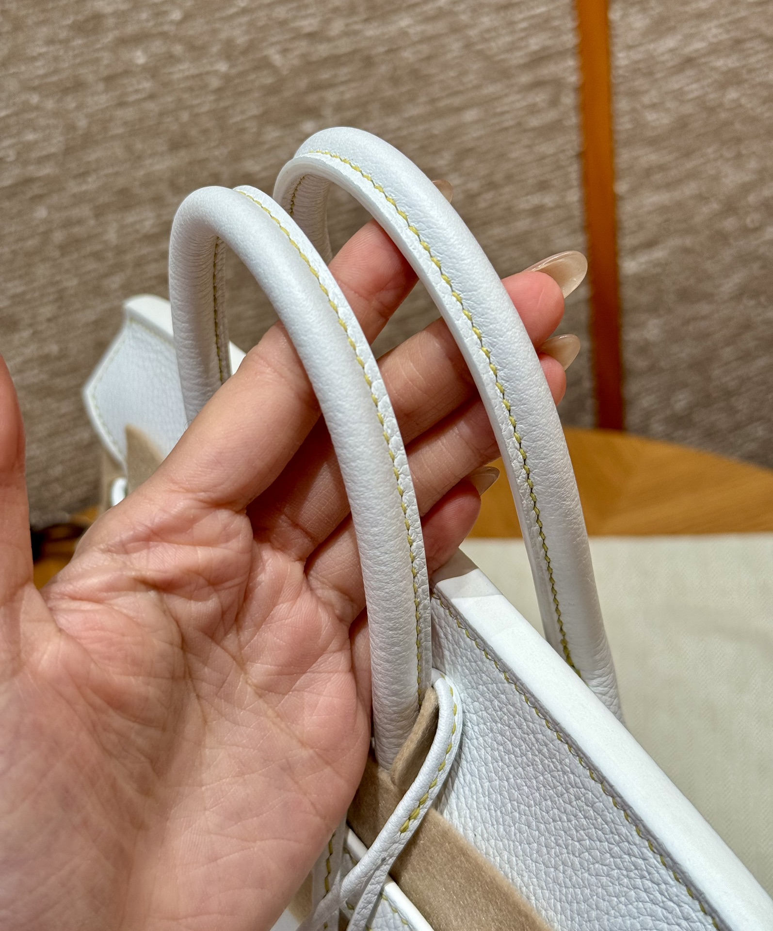 Hermès Birkin 01Blanc9RLime Handbag (Handmade to order)