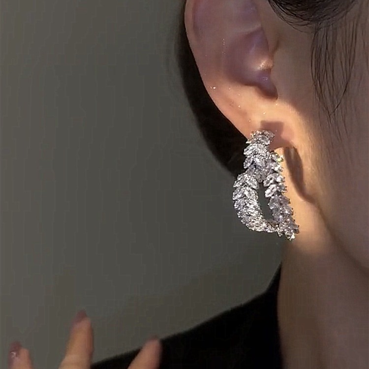 💎💎Super sparkling heart earrings front and back two wear light luxury versatile earrings