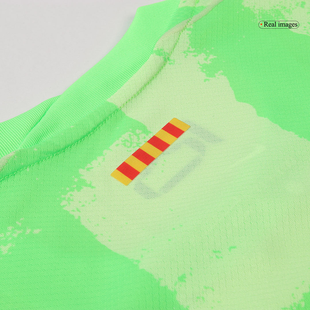 Barcelona Third Away Football Shirt 2024/25 Green - UCL (Spotify Logo without text)