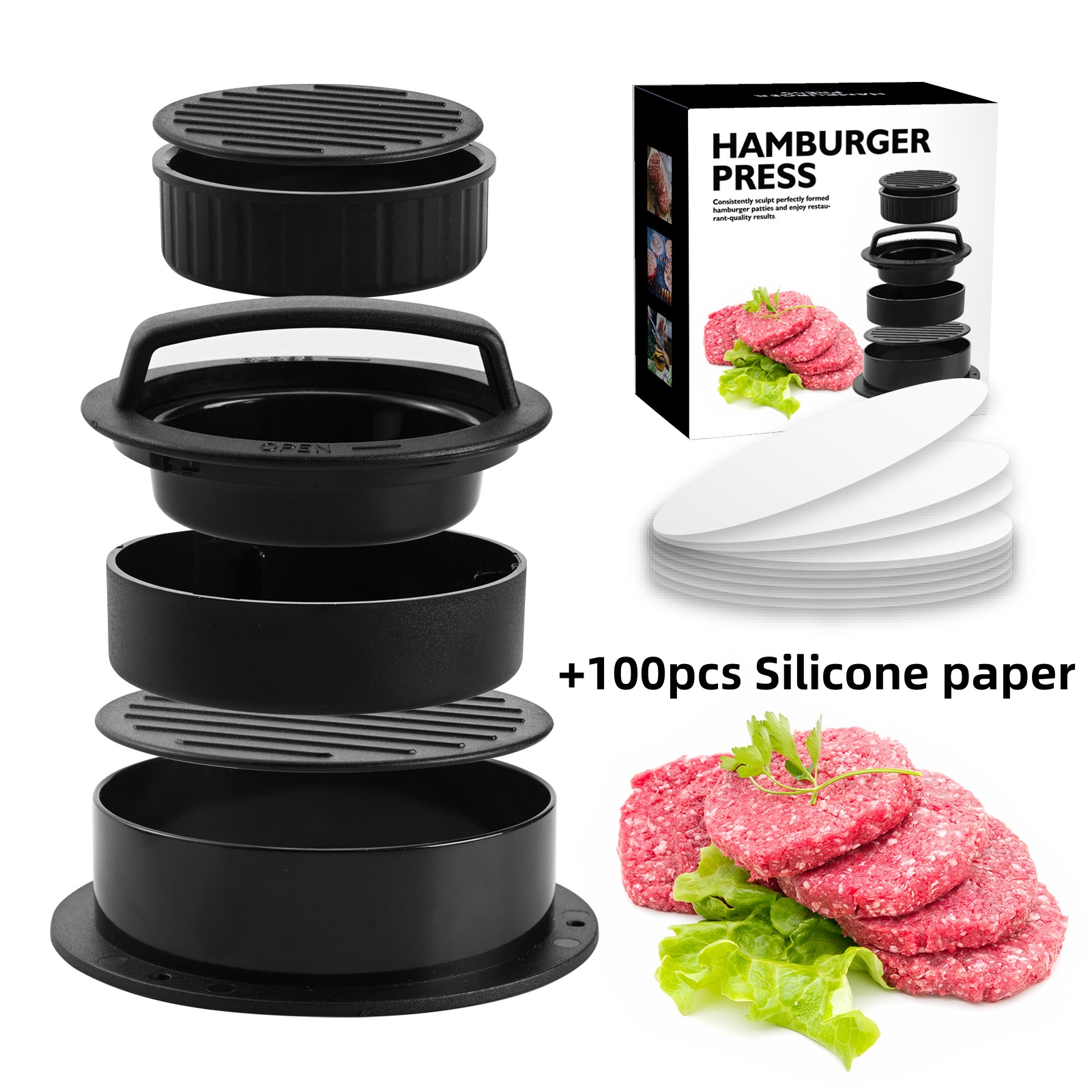 👍Last Day Promotion 60% OFF💥3 in 1 Hamburger Press Patty Maker--BUY 2 GET 10% OFF & FREE SHIPPING