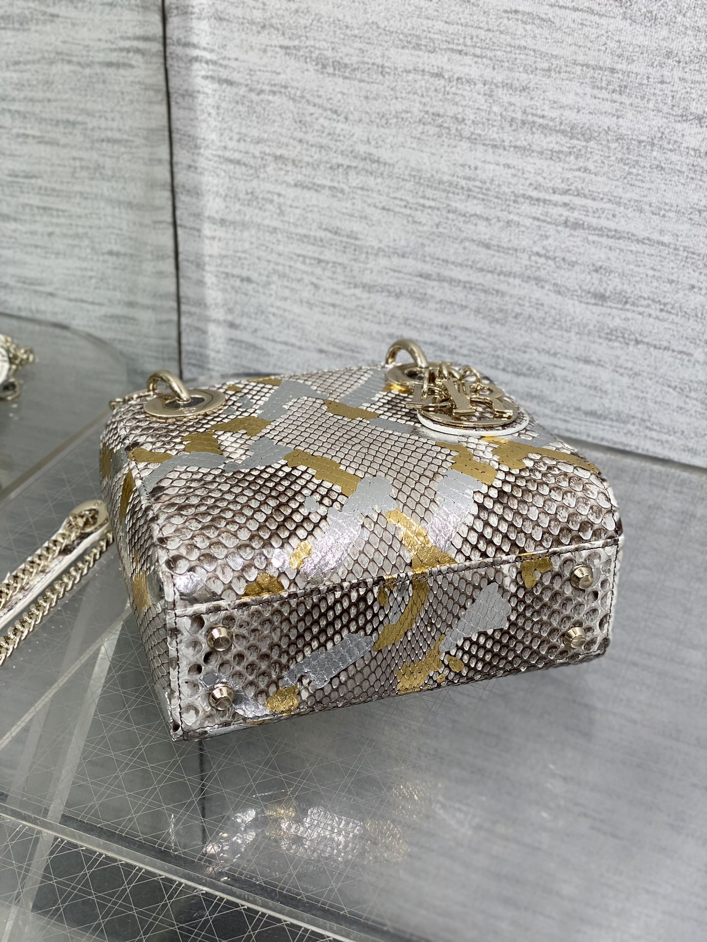 Dior Lady three-grid rare snakeskin Princess Diana bag