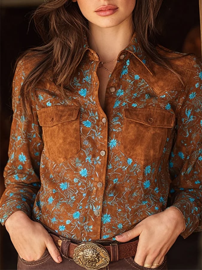 Women's Vintage Western Horse Design  Shirt