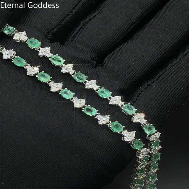 Pendant Fine Jewelry 925 Sterling Silver Inlaid Natural Emerald Woman's Fashion Two Wear New Pendant Necklace Support Test
