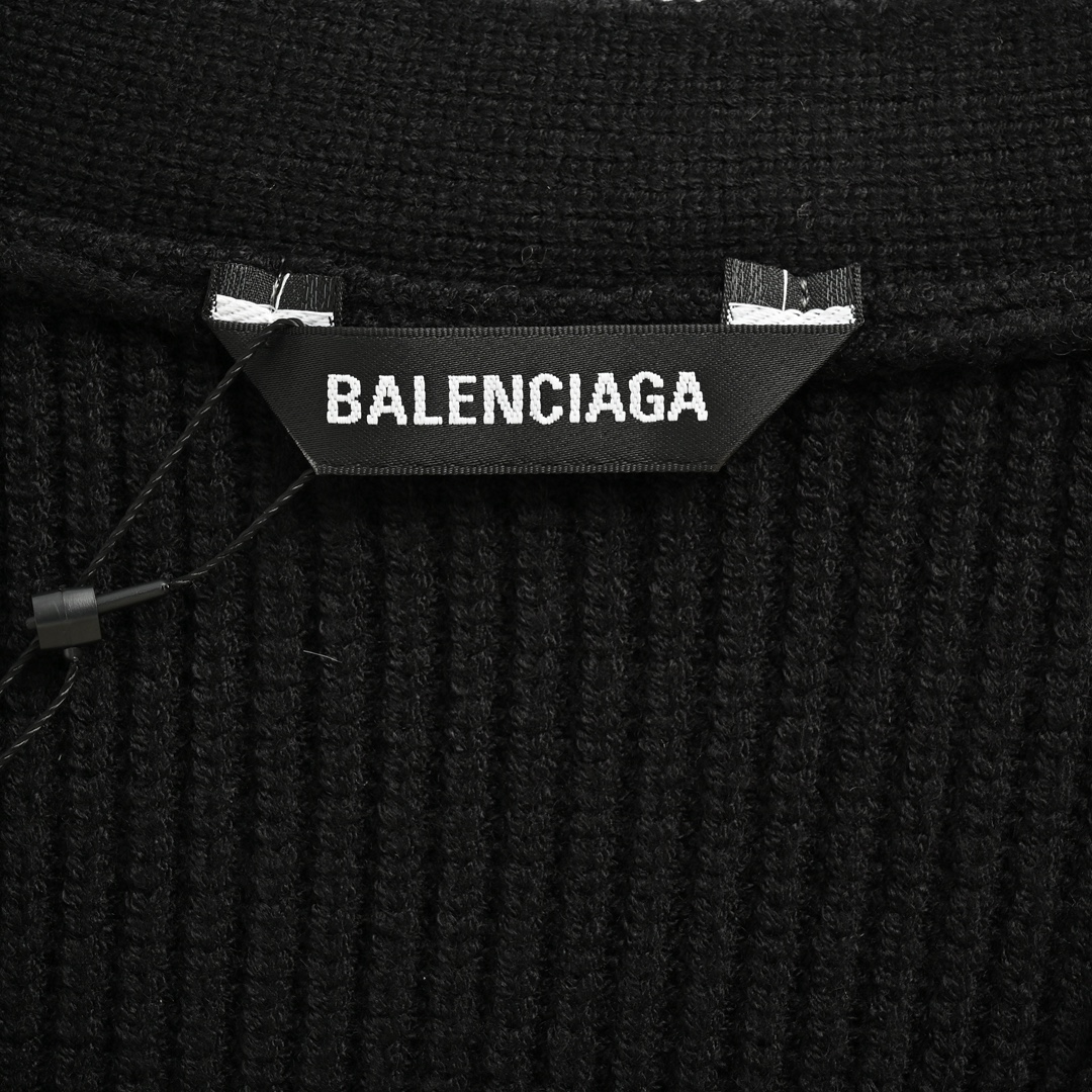 Balenciaga 24Fw sleeve badge knitted cardigan sweater