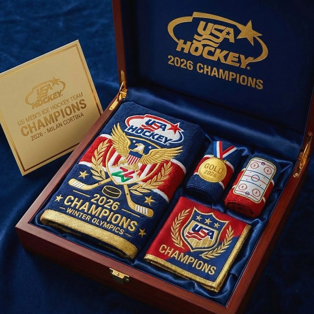 USA Hockey Inspired 2026 Champions Commemorative Towel & Scarf Gift Set 🏒