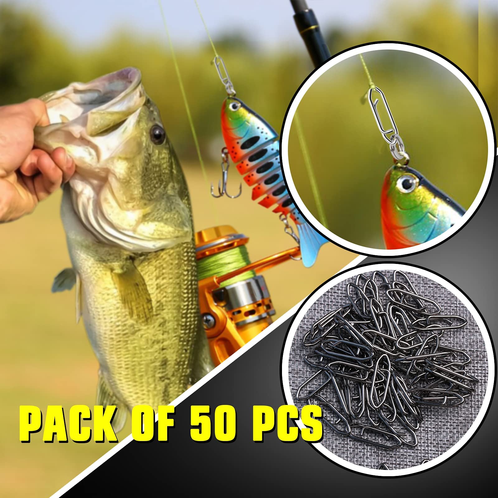 💥Stainless Connector Snaps Swivels Tackle Steel Power Fishing Clip