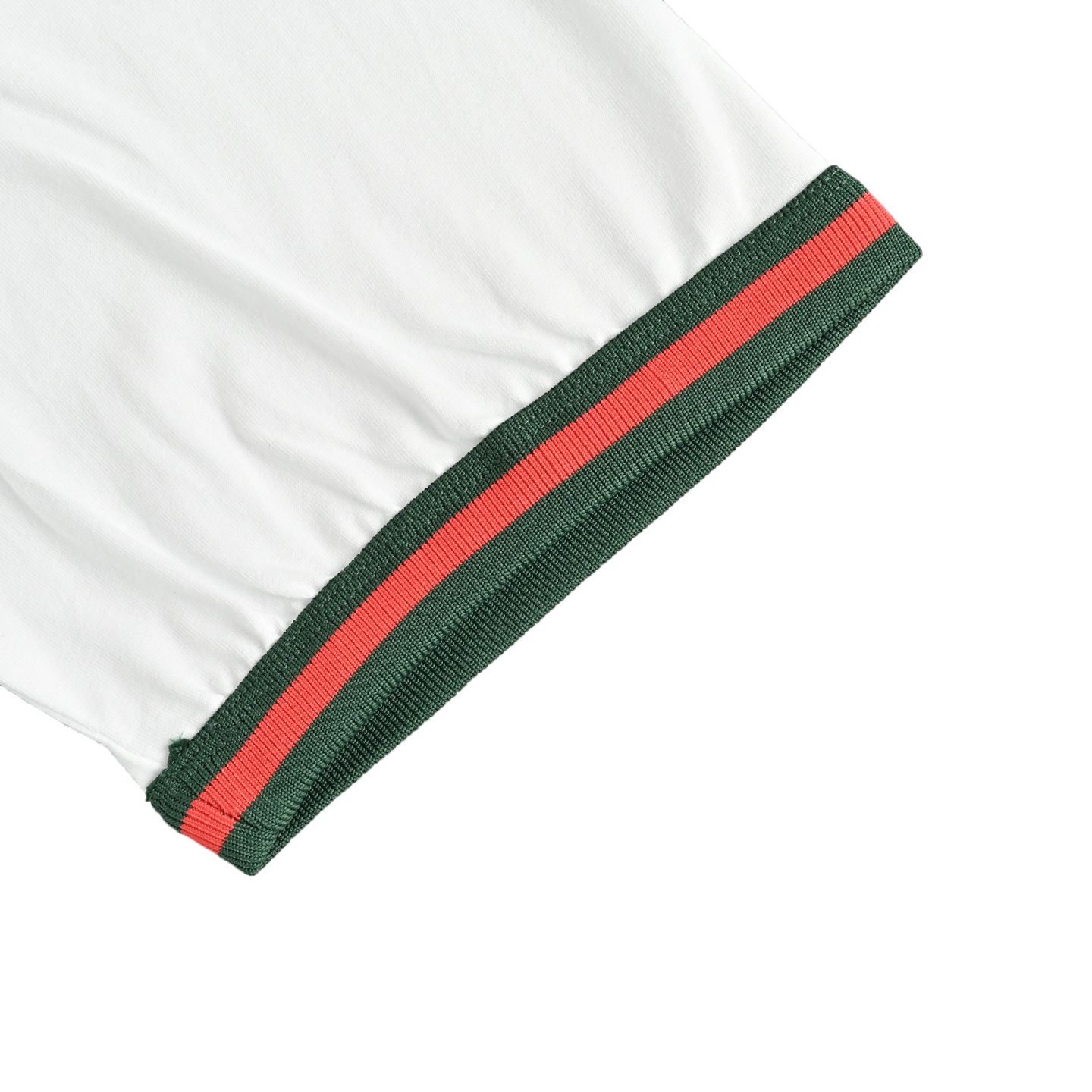 Gucci 25ss red and green collar G letter embroidered short sleeve
