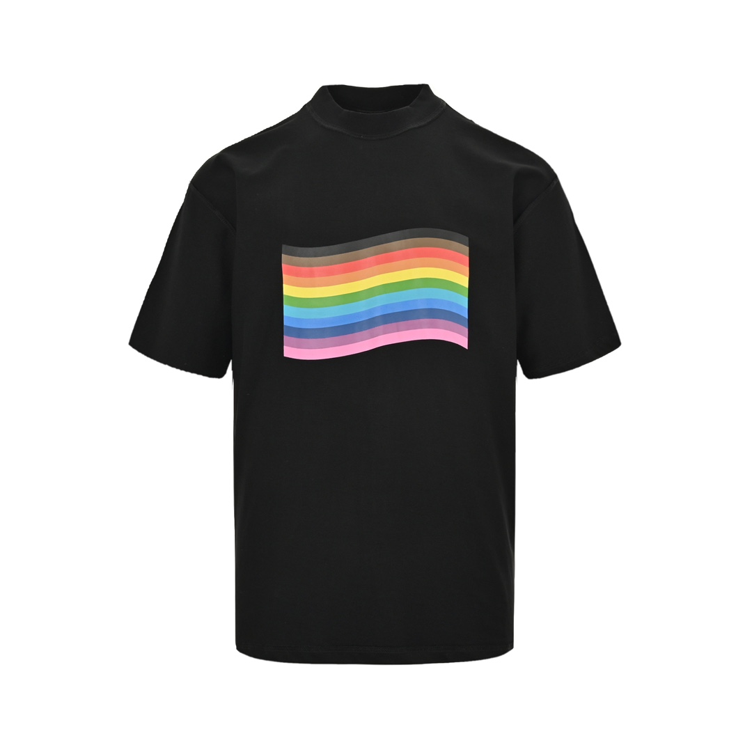 Balenciaga 24ss back-wearing rainbow print short sleeves