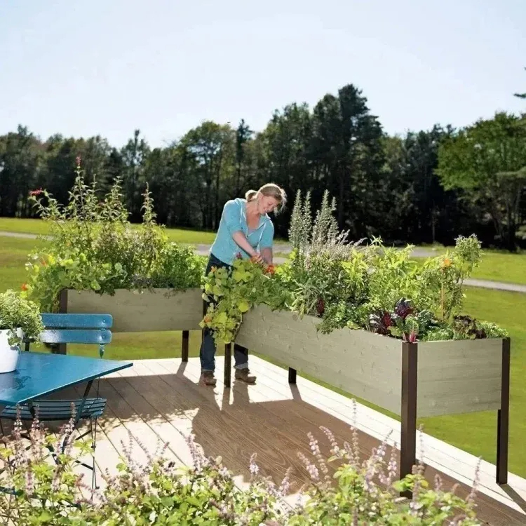 🌷2025B Clearance Sale 🔥8' X 2' x 4' Self-Watering Eco-Stained Elevated Planter Box+ Arch Trellis