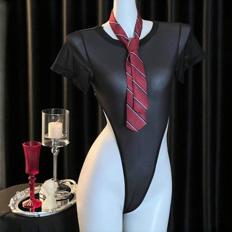Cosplay See-through Tie Lingerie Set