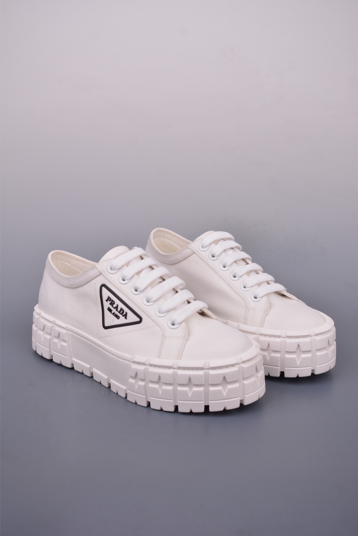 Prada Nylon Gabardine Low Sneakers Canvas White SPAZZOL