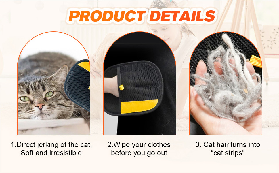 2Pcs Electrostatic Gloves Pet Hair Removal  Washable Reusable Dogs Cats Hair Gloves