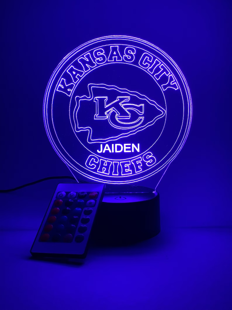 KANSAS CITY CHIEFS 3D LAMP PERSONALIZED