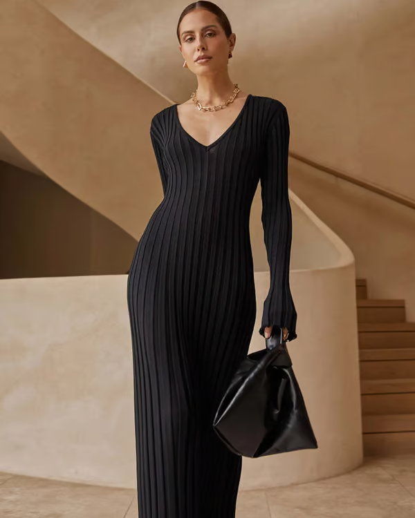 😍Hot Promotion 49% OFF🔥2024 Fall New Sleeved Knit Midi Dress