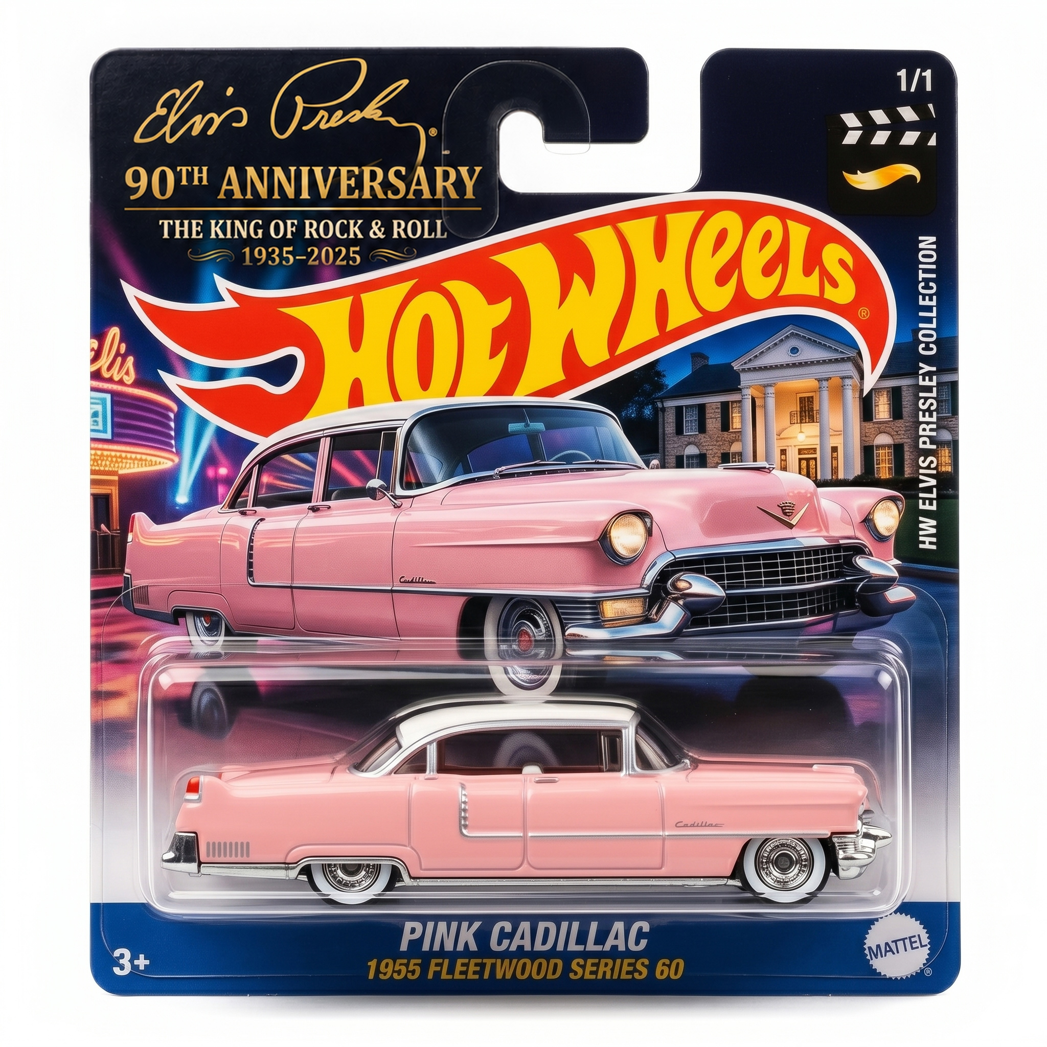 Hot Wheels Elvis Presley 90th Anniversary 1955 Pink Cadillac Fleetwood Series 60 Edition