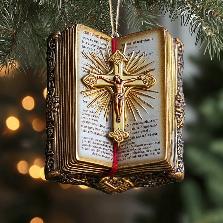 Jesus Cross Bible Ornament