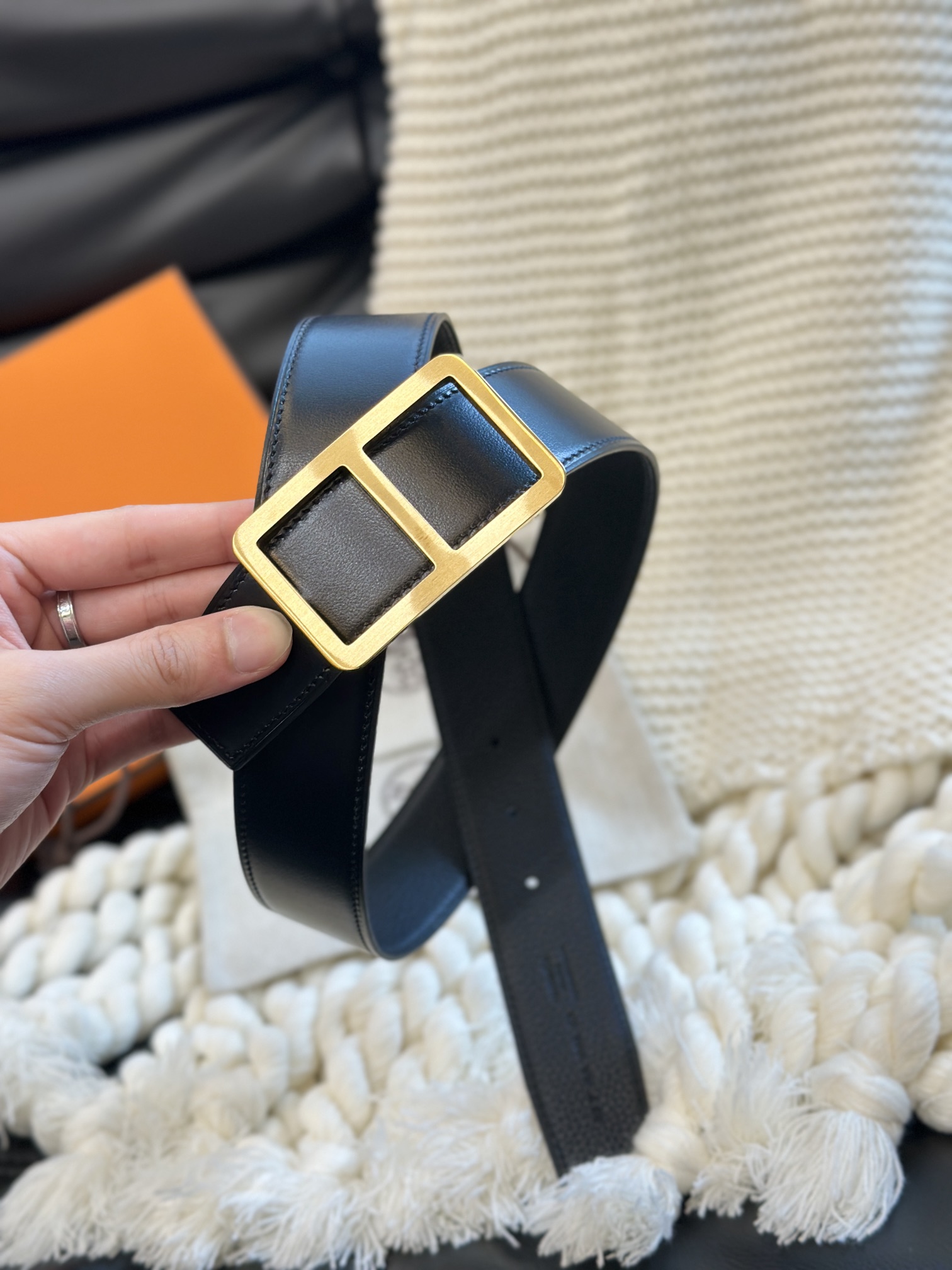 Hermès Men's Double-Faced Cowhide Belt
