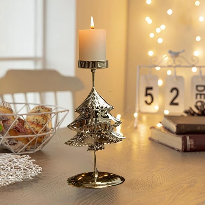 🌲🕯️2024 Vintage Metal Christmas Candle Holder