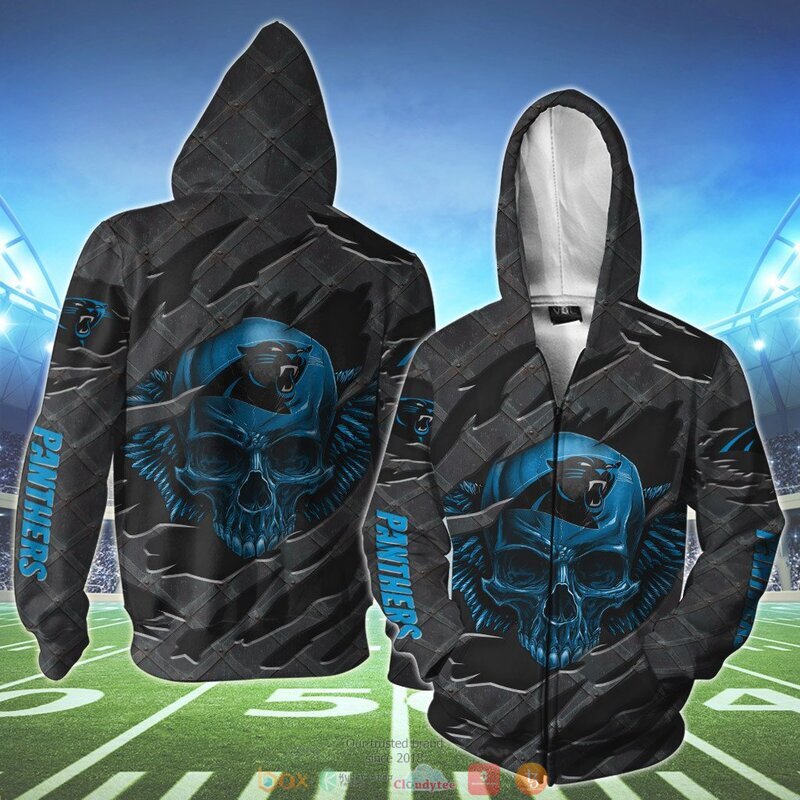 CAROLINA PANTHERS WINGS SKULL 3D HOODIE