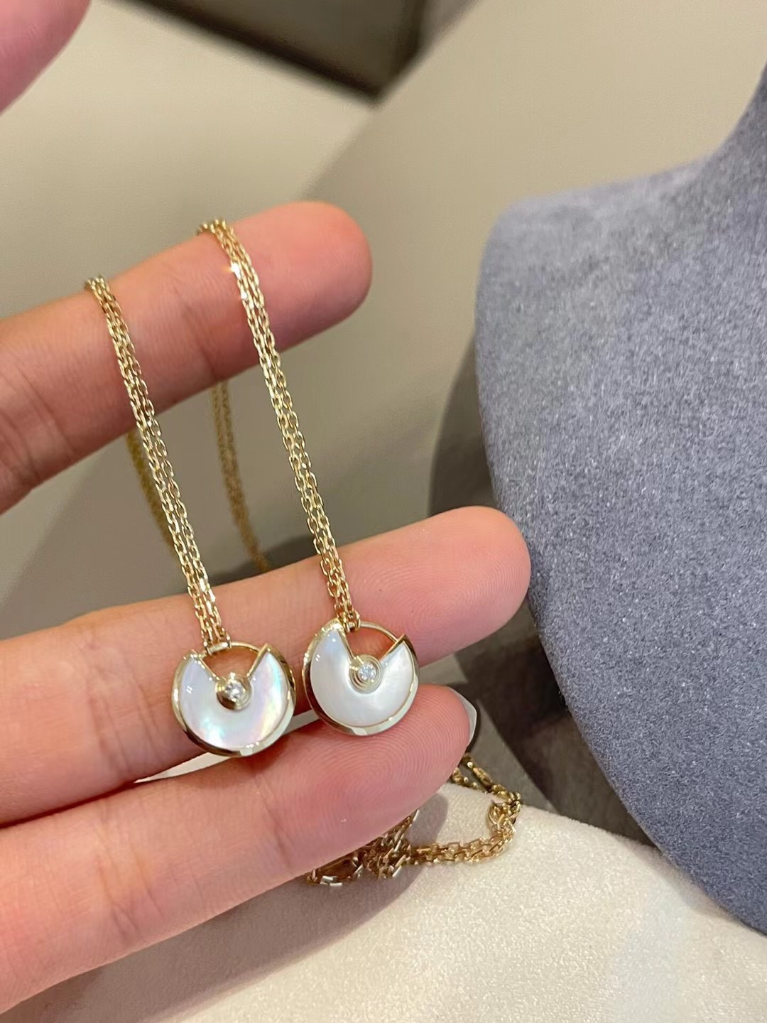 Cartier Small White Shell Amulet Necklace