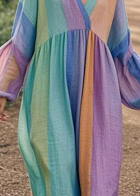 Italian Colorblock Oversized Cotton Long Dresses Spring